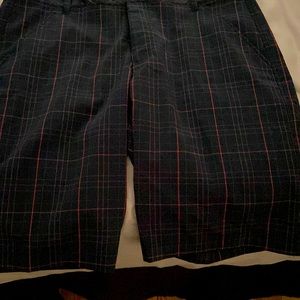 Beautiful black and red check golf shorts